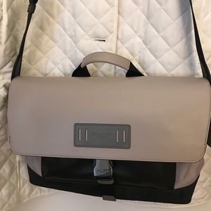 COMPUTER BAG by COACH NWT - grey & black soft leather